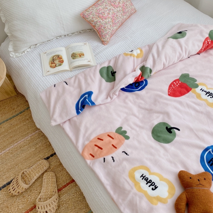 91家纺网 家纺一手货源 找家纺 星期八2020新款双层宝宝绒盖毯被毯子毛毯实拍图 小萝卜