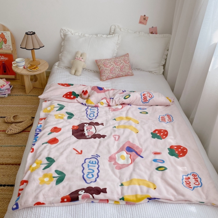 91家纺网 家纺一手货源 找家纺 星期八2020新款双层宝宝绒盖毯被毯子毛毯实拍图 元气少女