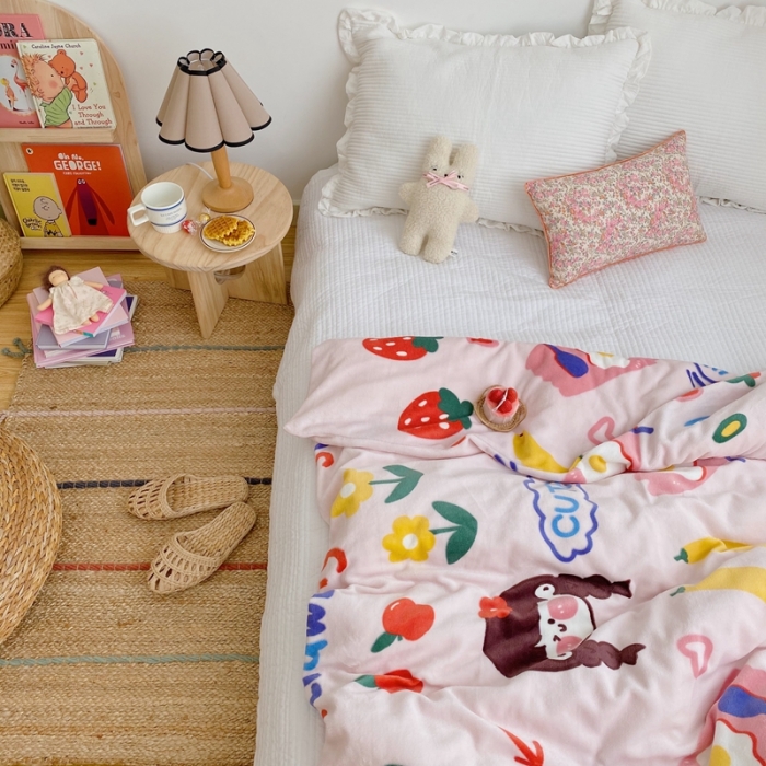 91家纺网 家纺一手货源 找家纺 星期八2020新款双层宝宝绒盖毯被毯子毛毯实拍图 元气少女