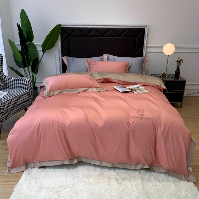 91家纺网 家纺一手货源 找家纺 优悦 2020新款水洗冰丝四件套罗曼系列 实拍图-仙桃粉