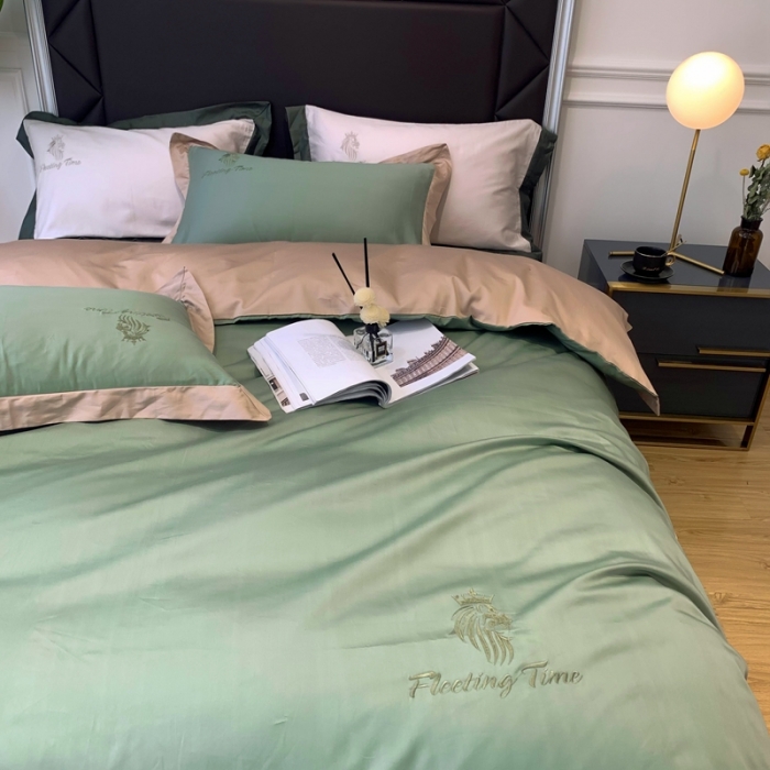 91家纺网 家纺一手货源 找家纺 优悦 2020新款水洗冰丝四件套罗曼系列 实拍图-水漾绿