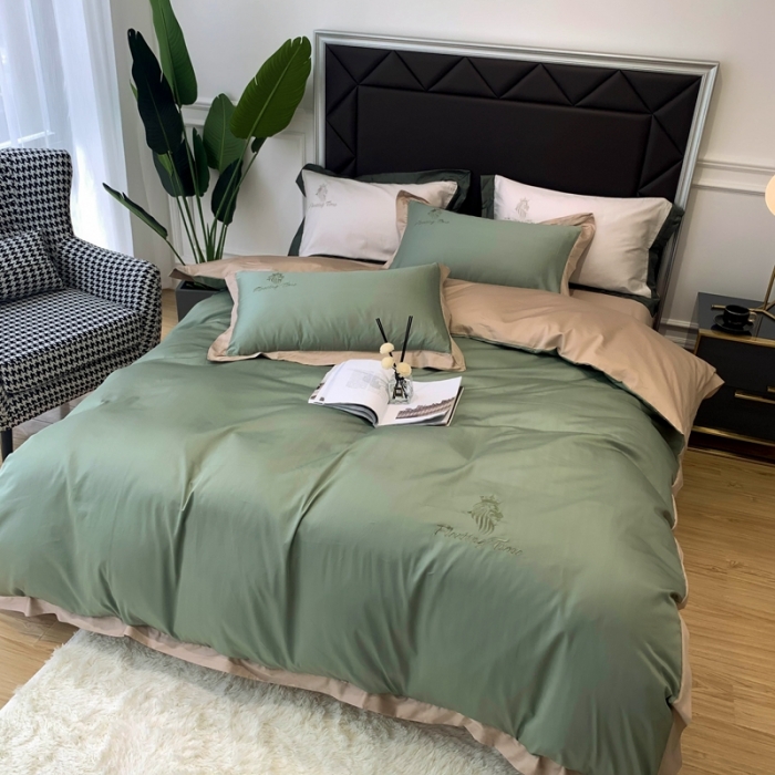 91家纺网 家纺一手货源 找家纺 优悦 2020新款水洗冰丝四件套罗曼系列 实拍图-水漾绿