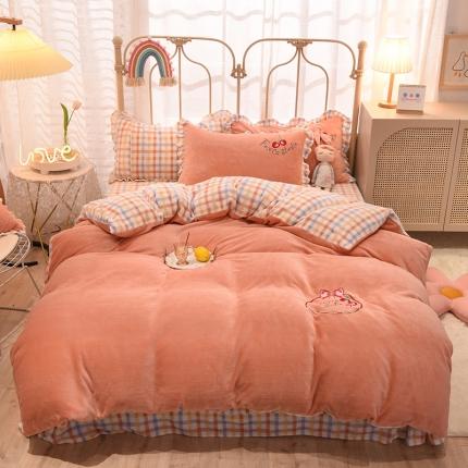 91家纺网 家纺一手货源 找家纺 2020马卡龙绣花牛奶绒四件套法莱绒水晶绒魔法莱绒宝宝绒被套