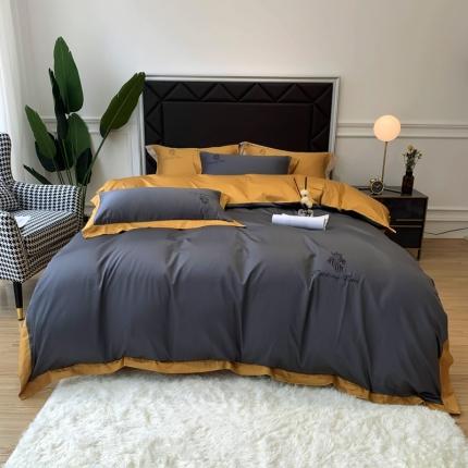 91家纺网 家纺一手货源 找家纺 优悦 2020新款水洗冰丝四件套罗曼系列 实拍图-绅士灰