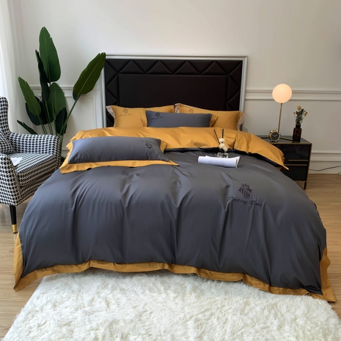 91家纺网 家纺一手货源 找家纺 优悦 2020新款水洗冰丝四件套罗曼系列 实拍图-绅士灰