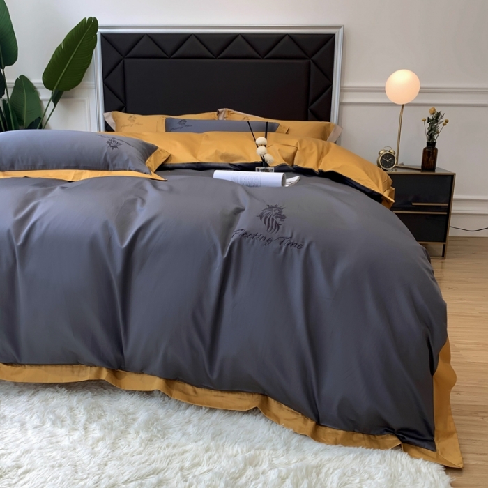 91家纺网 家纺一手货源 找家纺 优悦 2020新款水洗冰丝四件套罗曼系列 实拍图-绅士灰