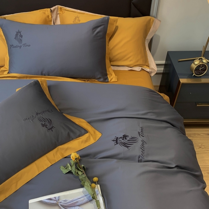 91家纺网 家纺一手货源 找家纺 优悦 2020新款水洗冰丝四件套罗曼系列 实拍图-绅士灰