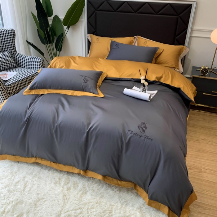 91家纺网 家纺一手货源 找家纺 优悦 2020新款水洗冰丝四件套罗曼系列 实拍图-绅士灰