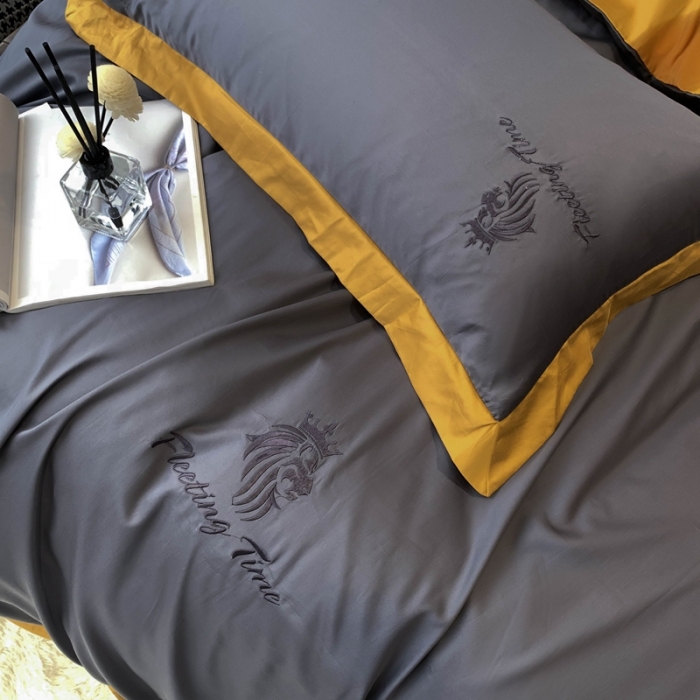 91家纺网 家纺一手货源 找家纺 优悦 2020新款水洗冰丝四件套罗曼系列 实拍图-绅士灰