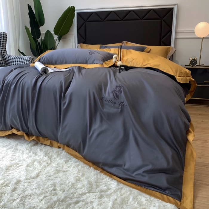 91家纺网 家纺一手货源 找家纺 优悦 2020新款水洗冰丝四件套罗曼系列 实拍图-绅士灰