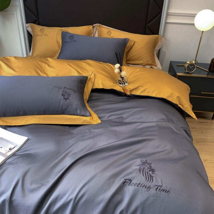 91家纺网 家纺一手货源 找家纺 优悦 2020新款水洗冰丝四件套罗曼系列 实拍图-绅士灰