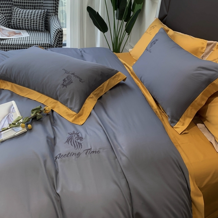 91家纺网 家纺一手货源 找家纺 优悦 2020新款水洗冰丝四件套罗曼系列 实拍图-绅士灰