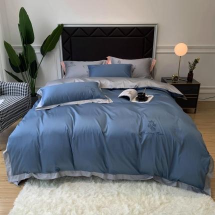 优悦 2020新款水洗冰丝四件套罗曼系列 实拍图-宾利蓝