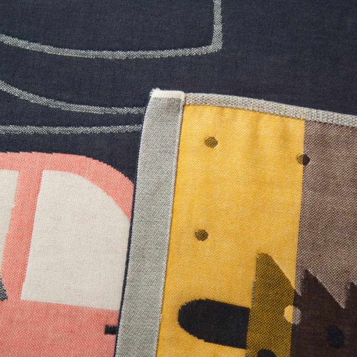 91家纺网 家纺一手货源 找家纺 朴尔 2020新款卡通AB组合全棉四层纱布枕巾 彩虹恐龙恐龙藏青