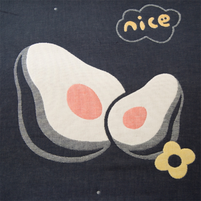 91家纺网 家纺一手货源 找家纺 朴尔 2020新款卡通AB组合全棉四层纱布枕巾 可爱牛油果牛油果藏青