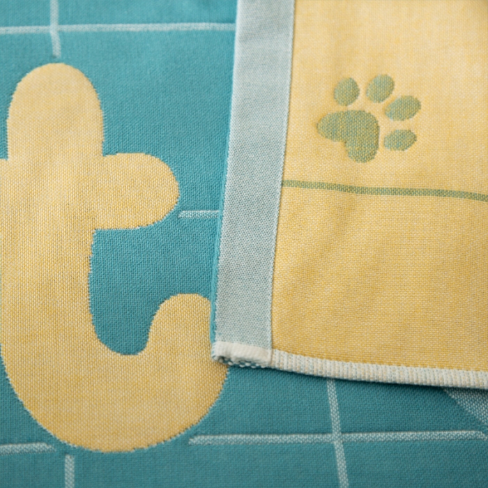 91家纺网 家纺一手货源 找家纺 朴尔 2020新款卡通AB组合全棉四层纱布枕巾 两只小猫cat绿