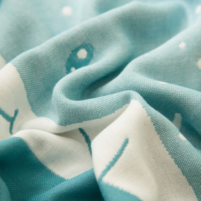 91家纺网 家纺一手货源 找家纺 朴尔 2020新款卡通AB组合全棉四层纱布枕巾 气球鲸鱼鲸鱼绿