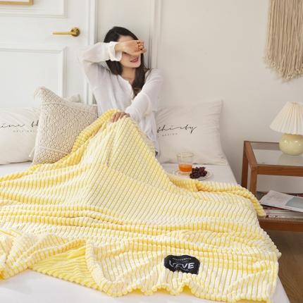 X-未知 2020新款牛奶绒格子毯子法莱绒宝宝绒毛毯 黄色