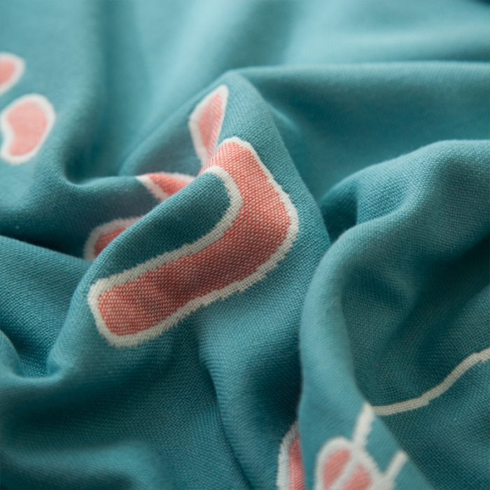 91家纺网 家纺一手货源 找家纺 朴尔 2020新款卡通AB组合全棉四层纱布枕巾 气球鲸鱼气球绿