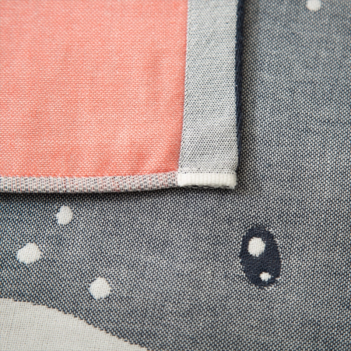 91家纺网 家纺一手货源 找家纺 朴尔 2020新款卡通AB组合全棉四层纱布枕巾 气球鲸鱼鲸鱼藏青