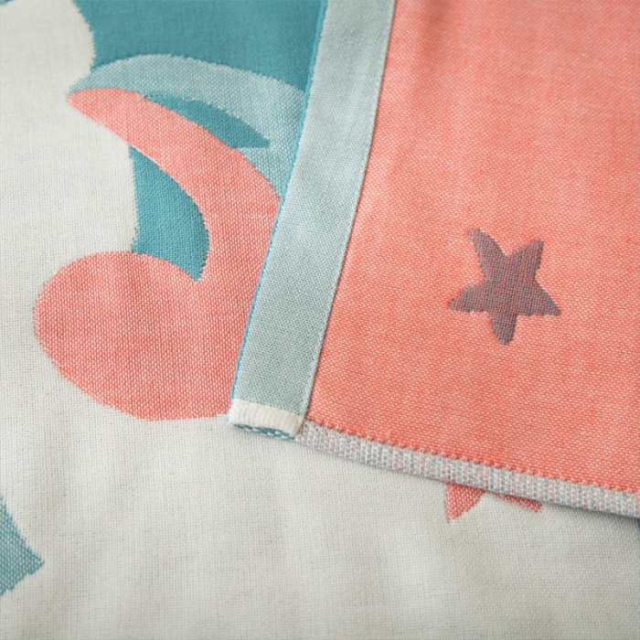 91家纺网 家纺一手货源 找家纺 朴尔 2020新款卡通AB组合全棉四层纱布枕巾 云朵飞马-绿