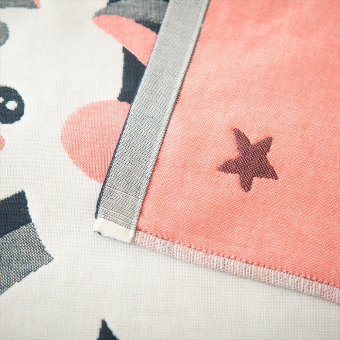 91家纺网 家纺一手货源 找家纺 朴尔 2020新款卡通AB组合全棉四层纱布枕巾 云朵飞马藏青