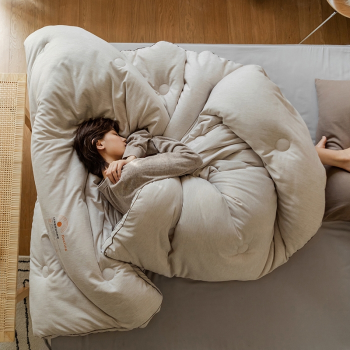 91家纺网 家纺一手货源 找家纺 莱福仕 2022新款X2劲能双效自热被 素净咖