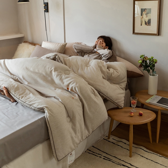 91家纺网 家纺一手货源 找家纺 莱福仕 2022新款X2劲能双效自热被 素净咖