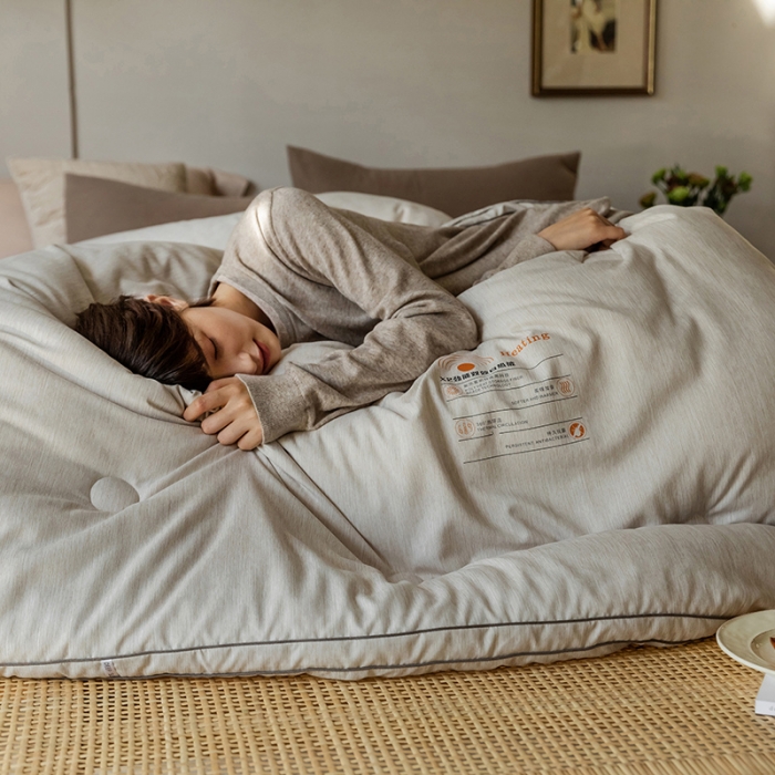 91家纺网 家纺一手货源 找家纺 莱福仕 2022新款X2劲能双效自热被 素净咖