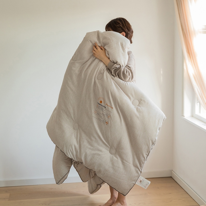 91家纺网 家纺一手货源 找家纺 莱福仕 2022新款X2劲能双效自热被 素净咖