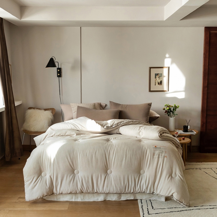 91家纺网 家纺一手货源 找家纺 莱福仕 2022新款X2劲能双效自热被 素净咖