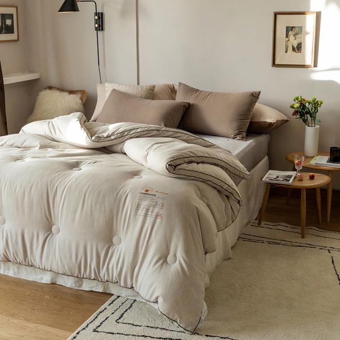 91家纺网 家纺一手货源 找家纺 莱福仕 2022新款X2劲能双效自热被 素净咖