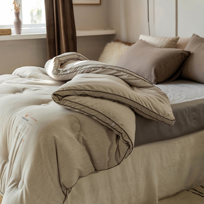 91家纺网 家纺一手货源 找家纺 莱福仕 2022新款X2劲能双效自热被 素净咖