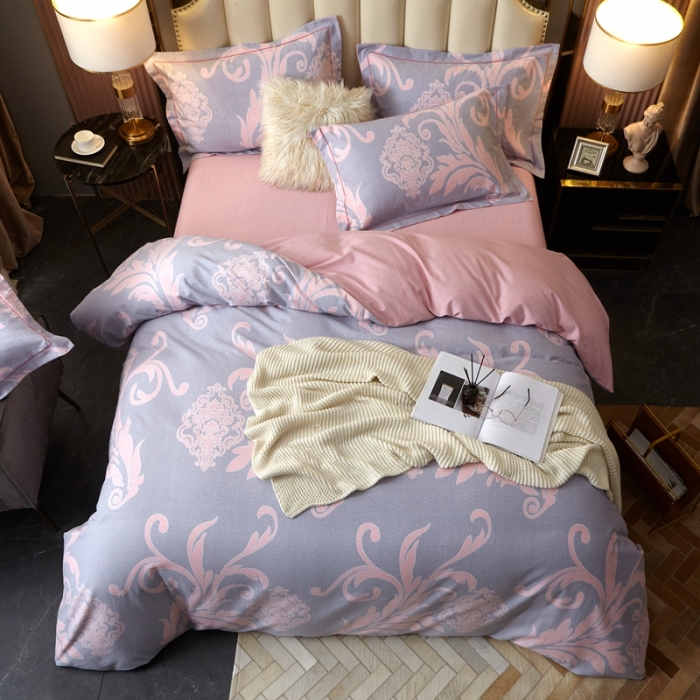 91家纺网 家纺一手货源 找家纺 威克凯丽 2021新款生态磨毛四件套 爱瑞斯-粉