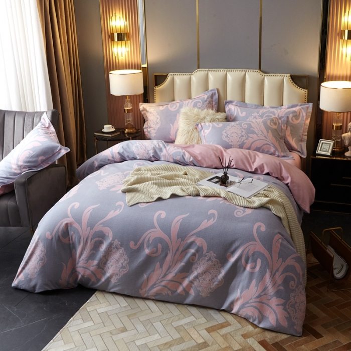 91家纺网 家纺一手货源 找家纺 威克凯丽 2021新款生态磨毛四件套 爱瑞斯-粉