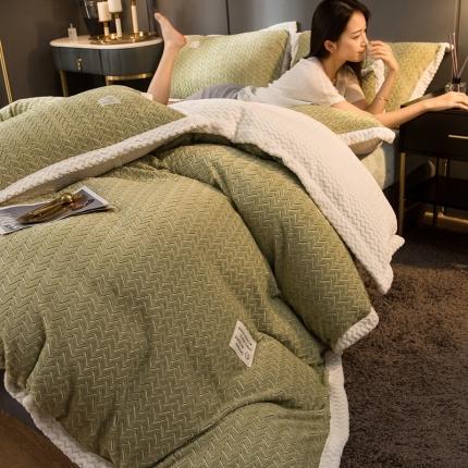 91家纺网 家纺一手货源 找家纺 （总）印季 2023新款色织绒麦穗包边四件套