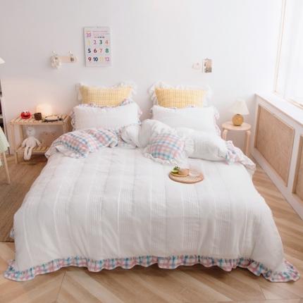 91家纺网 家纺一手货源 找家纺 漫调 2020新款奶油系软糯牛奶绒夹棉四件套 奶油冰淇淋