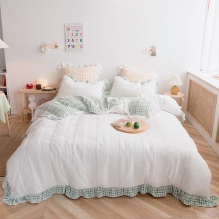 91家纺网 家纺一手货源 找家纺 漫调 2020新款奶油系软糯牛奶绒夹棉四件套 柠绿优格