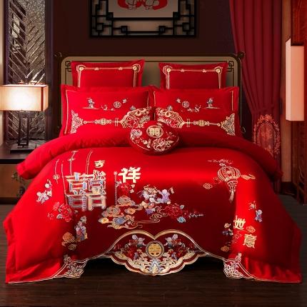 91家纺网 家纺一手货源 找家纺 （总）千禧 2020新款喷气全棉婚庆四件套