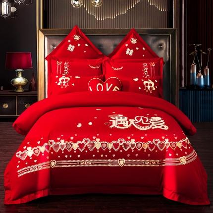 91家纺网 家纺一手货源 找家纺 （总）千禧 2020新款喷气全棉婚庆四件套