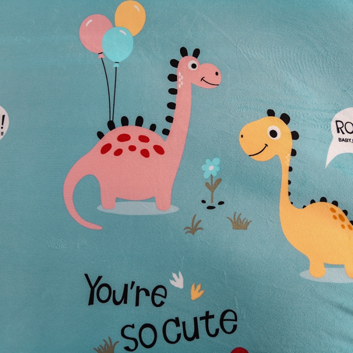 91家纺网 家纺一手货源 找家纺 甜之梦 2025新款水晶绒单品被套 小恐龙蓝