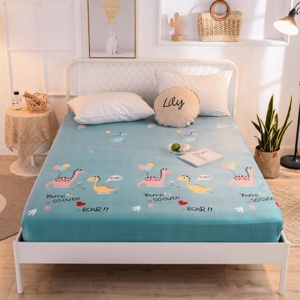 甜之梦 2025新款水晶绒单品床笠 小恐龙兰