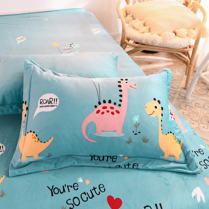 91家纺网 家纺一手货源 找家纺 甜之梦 2025新款水晶绒单品整套一对 小恐龙兰