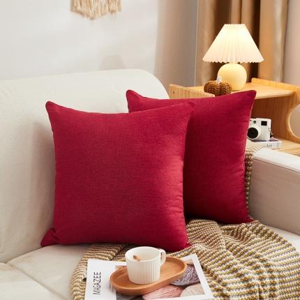 91家纺网 家纺一手货源 找家纺 枕芯真意 2020新款棉麻纯色新款抱枕 酒红