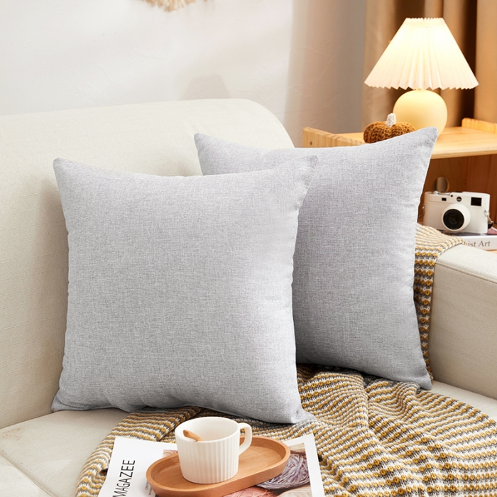 91家纺网 家纺一手货源 找家纺 枕芯真意 2020新款棉麻纯色新款抱枕 浅灰