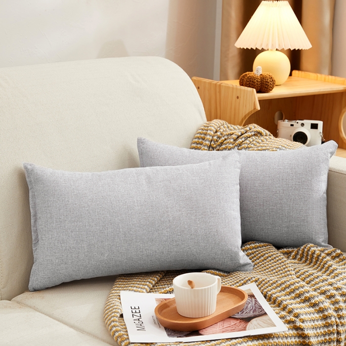 91家纺网 家纺一手货源 找家纺 枕芯真意 2020新款棉麻纯色新款抱枕 浅灰