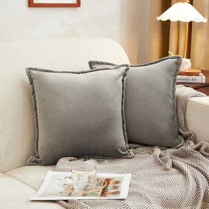 91家纺网 家纺一手货源 找家纺 枕芯真意 2020新款纯色荷兰绒抱枕压边 灰