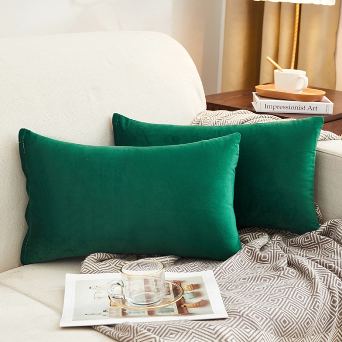 91家纺网 家纺一手货源 找家纺 枕芯真意 2020新款纯色荷兰绒抱枕压边 绿
