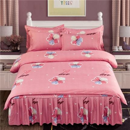 91家纺网 家纺一手货源 找家纺 优家居 2023新款加厚磨毛床裙款四件套 点点爱