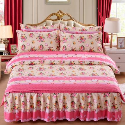 91家纺网 家纺一手货源 找家纺 优家居 2023新款加厚磨毛床裙款四件套 花姿绽放